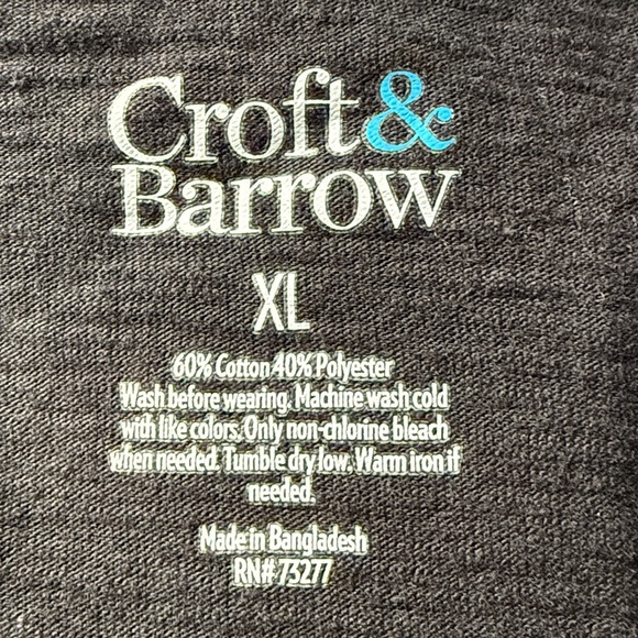 Croft & Barrow Black Henley Style V-Neck Tee Sz XL - Picture 6 of 6